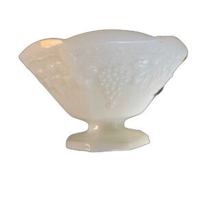 Vintage Milk Glass Pedestal Grape Harvest Bowl